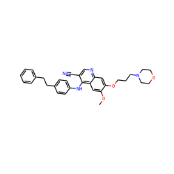 COc1cc2c(Nc3ccc(CCc4ccccc4)cc3)c(C#N)cnc2cc1OCCCN1CCOCC1 ZINC000029210633