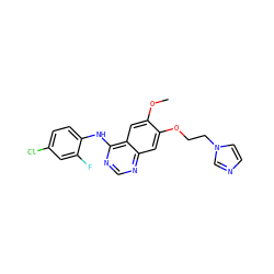 COc1cc2c(Nc3ccc(Cl)cc3F)ncnc2cc1OCCn1ccnc1 ZINC000013803331