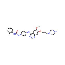 COc1cc2c(Nc3ccc(NC(=O)Nc4ccccc4C)cc3)ncnc2cc1OCCCN1CCN(C)CC1 ZINC001772636400