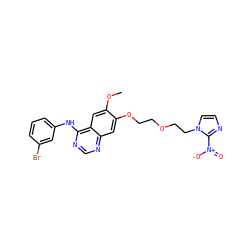 COc1cc2c(Nc3cccc(Br)c3)ncnc2cc1OCCOCCn1ccnc1[N+](=O)[O-] ZINC000299819843
