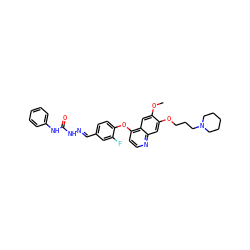 COc1cc2c(Oc3ccc(/C=N/NC(=O)Nc4ccccc4)cc3F)ccnc2cc1OCCCN1CCCCC1 ZINC000653696886