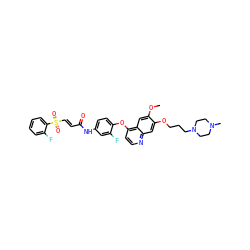 COc1cc2c(Oc3ccc(NC(=O)/C=C/S(=O)(=O)c4ccccc4F)cc3F)ccnc2cc1OCCCN1CCN(C)CC1 ZINC001772599260