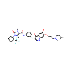 COc1cc2c(Oc3ccc(NC(=O)c4c(C)n(-c5ccccc5C(F)(F)F)c(=O)n4C)cc3F)ccnc2cc1OCCCN1CCC(C)CC1 ZINC000473093014