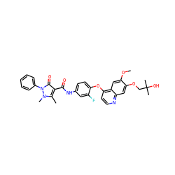 COc1cc2c(Oc3ccc(NC(=O)c4c(C)n(C)n(-c5ccccc5)c4=O)cc3F)ccnc2cc1OCC(C)(C)O ZINC000143551322