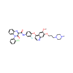 COc1cc2c(Oc3ccc(NC(=O)c4nc5ccccc5n(-c5ccccc5Cl)c4=O)cc3F)ccnc2cc1OCCCN1CCN(C)CC1 ZINC001772655206