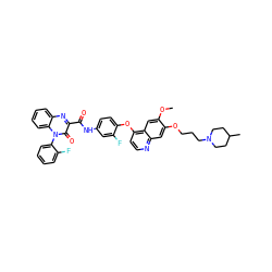 COc1cc2c(Oc3ccc(NC(=O)c4nc5ccccc5n(-c5ccccc5F)c4=O)cc3F)ccnc2cc1OCCCN1CCC(C)CC1 ZINC001772647419