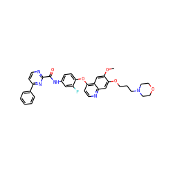 COc1cc2c(Oc3ccc(NC(=O)c4nccc(-c5ccccc5)n4)cc3F)ccnc2cc1OCCCN1CCOCC1 ZINC000096285103