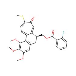 COc1cc2c(c(OC)c1OC)-c1ccc(SC)c(=O)cc1[C@@H](COC(=O)c1ccccc1F)C2 ZINC000013825446