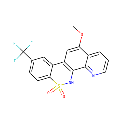 COc1cc2c(c3ncccc13)NS(=O)(=O)c1ccc(C(F)(F)F)cc1-2 ZINC000205635087