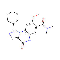 COc1cc2c(cc1C(=O)N(C)C)[nH]c(=O)c1cnc(C3CCCCC3)n12 ZINC000201415090