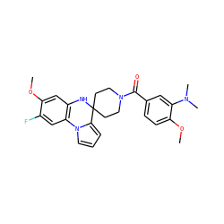 COc1cc2c(cc1F)-n1cccc1C1(CCN(C(=O)c3ccc(OC)c(N(C)C)c3)CC1)N2 ZINC000299825729