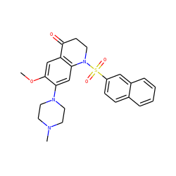 COc1cc2c(cc1N1CCN(C)CC1)N(S(=O)(=O)c1ccc3ccccc3c1)CCC2=O ZINC000066263751