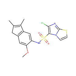 COc1cc2c(cc1NS(=O)(=O)c1c(Cl)nc3sccn13)C(C)=C(C)C2 ZINC000045348563