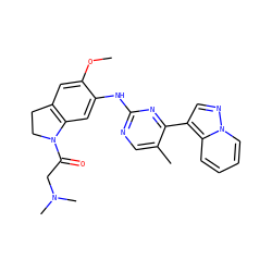 COc1cc2c(cc1Nc1ncc(C)c(-c3cnn4ccccc34)n1)N(C(=O)CN(C)C)CC2 ZINC000118731634