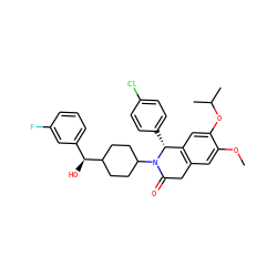 COc1cc2c(cc1OC(C)C)[C@@H](c1ccc(Cl)cc1)N(C1CCC([C@@H](O)c3cccc(F)c3)CC1)C(=O)C2 ZINC000169708304