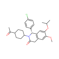 COc1cc2c(cc1OC(C)C)[C@@H](c1ccc(Cl)cc1)N(C1CCC(C(C)=O)CC1)C(=O)C2 ZINC000169708290