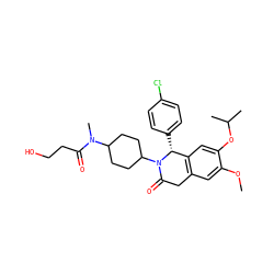 COc1cc2c(cc1OC(C)C)[C@@H](c1ccc(Cl)cc1)N(C1CCC(N(C)C(=O)CCO)CC1)C(=O)C2 ZINC000169708278