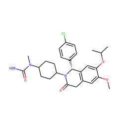 COc1cc2c(cc1OC(C)C)[C@@H](c1ccc(Cl)cc1)N(C1CCC(N(C)C(N)=O)CC1)C(=O)C2 ZINC000169708274