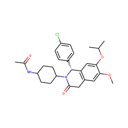 COc1cc2c(cc1OC(C)C)[C@@H](c1ccc(Cl)cc1)N(C1CCC(NC(C)=O)CC1)C(=O)C2 ZINC000169708268