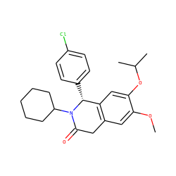 COc1cc2c(cc1OC(C)C)[C@@H](c1ccc(Cl)cc1)N(C1CCCCC1)C(=O)C2 ZINC000169708262