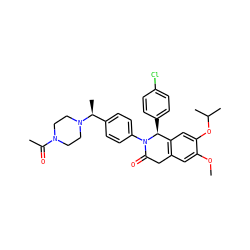 COc1cc2c(cc1OC(C)C)[C@H](c1ccc(Cl)cc1)N(c1ccc([C@H](C)N3CCN(C(C)=O)CC3)cc1)C(=O)C2 ZINC000118793368