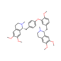 COc1cc2c(cc1OC)[C@@H](Cc1ccc(Oc3cc(C[C@@H]4c5cc(OC)c(OC)cc5CCN4C)ccc3OC)cc1)N(C)CC2 ZINC000042805235