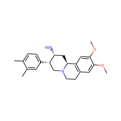 COc1cc2c(cc1OC)[C@@H]1C[C@@H](N)[C@@H](c3ccc(C)c(C)c3)CN1CC2 ZINC000028821840