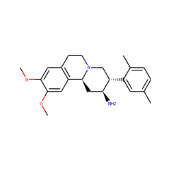 COc1cc2c(cc1OC)[C@@H]1C[C@H](N)[C@@H](c3cc(C)ccc3C)CN1CC2 ZINC000045368335