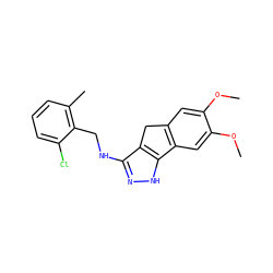 COc1cc2c(cc1OC)-c1[nH]nc(NCc3c(C)cccc3Cl)c1C2 ZINC000045298904
