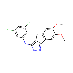 COc1cc2c(cc1OC)-c1n[nH]c(Nc3cc(Cl)cc(Cl)c3)c1C2 ZINC000013677836