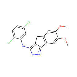 COc1cc2c(cc1OC)-c1n[nH]c(Nc3cc(Cl)ccc3Cl)c1C2 ZINC000013677830