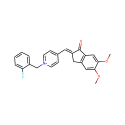 COc1cc2c(cc1OC)C(=O)/C(=C/c1cc[n+](Cc3ccccc3F)cc1)C2 ZINC001772609279