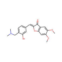 COc1cc2c(cc1OC)C(=O)/C(=C/c1ccc(CN(C)C)c(O)c1)O2 ZINC001772579361
