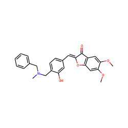 COc1cc2c(cc1OC)C(=O)/C(=C/c1ccc(CN(C)Cc3ccccc3)c(O)c1)O2 ZINC001772581135