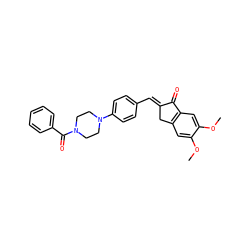 COc1cc2c(cc1OC)C(=O)/C(=C/c1ccc(N3CCN(C(=O)c4ccccc4)CC3)cc1)C2 ZINC001772626313