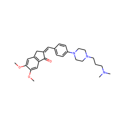 COc1cc2c(cc1OC)C(=O)/C(=C\c1ccc(N3CCN(CCCN(C)C)CC3)cc1)C2 ZINC001772655651