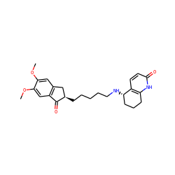 COc1cc2c(cc1OC)C(=O)[C@H](CCCCCN[C@H]1CCCc3[nH]c(=O)ccc31)C2 ZINC000095584368