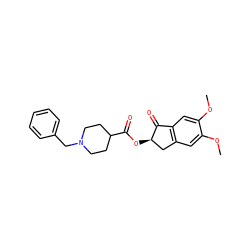 COc1cc2c(cc1OC)C(=O)[C@H](OC(=O)C1CCN(Cc3ccccc3)CC1)C2 ZINC001772643238
