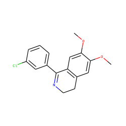 COc1cc2c(cc1OC)C(c1cccc(Cl)c1)=NCC2 ZINC000000171669