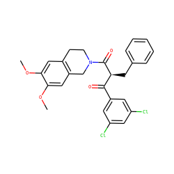 COc1cc2c(cc1OC)CN(C(=O)[C@@H](Cc1ccccc1)C(=O)c1cc(Cl)cc(Cl)c1)CC2 ZINC000040422791
