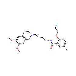 COc1cc2c(cc1OC)CN(CCCCNC(=O)c1cc(C)ccc1OCCF)CC2 ZINC000028656385