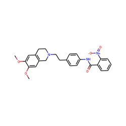 COc1cc2c(cc1OC)CN(CCc1ccc(NC(=O)c3ccccc3[N+](=O)[O-])cc1)CC2 ZINC000029062769