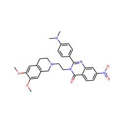 COc1cc2c(cc1OC)CN(CCn1c(-c3ccc(N(C)C)cc3)nc3cc([N+](=O)[O-])ccc3c1=O)CC2 ZINC000013438320