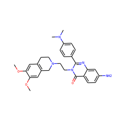 COc1cc2c(cc1OC)CN(CCn1c(-c3ccc(N(C)C)cc3)nc3cc(N)ccc3c1=O)CC2 ZINC000013438323