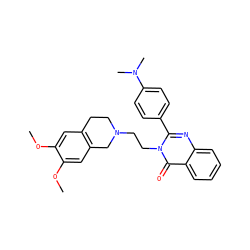 COc1cc2c(cc1OC)CN(CCn1c(-c3ccc(N(C)C)cc3)nc3ccccc3c1=O)CC2 ZINC000001494695