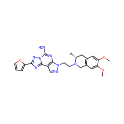 COc1cc2c(cc1OC)CN(CCn1ncc3c1nc(N)n1nc(-c4ccco4)nc31)[C@H](C)C2 ZINC000038461399