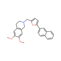 COc1cc2c(cc1OC)CN(Cc1ccc(-c3ccc4ccccc4c3)o1)CC2 ZINC000095586077