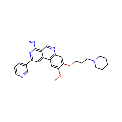 COc1cc2c(cc1OCCCN1CCCCC1)ncc1c(N)nc(-c3cccnc3)cc12 ZINC000045316075