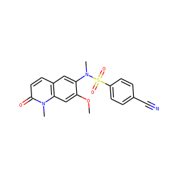 COc1cc2c(ccc(=O)n2C)cc1N(C)S(=O)(=O)c1ccc(C#N)cc1 ZINC001772635785
