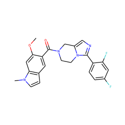 COc1cc2c(ccn2C)cc1C(=O)N1CCn2c(cnc2-c2ccc(F)cc2F)C1 ZINC000028708587